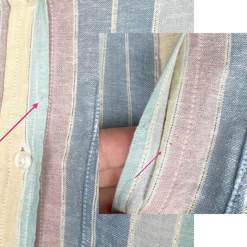 Rails Charli Jubilee Metallic Rainbow Stripe Long Sleeve Linen Button Down Sz XS - Picture 5 of 9
